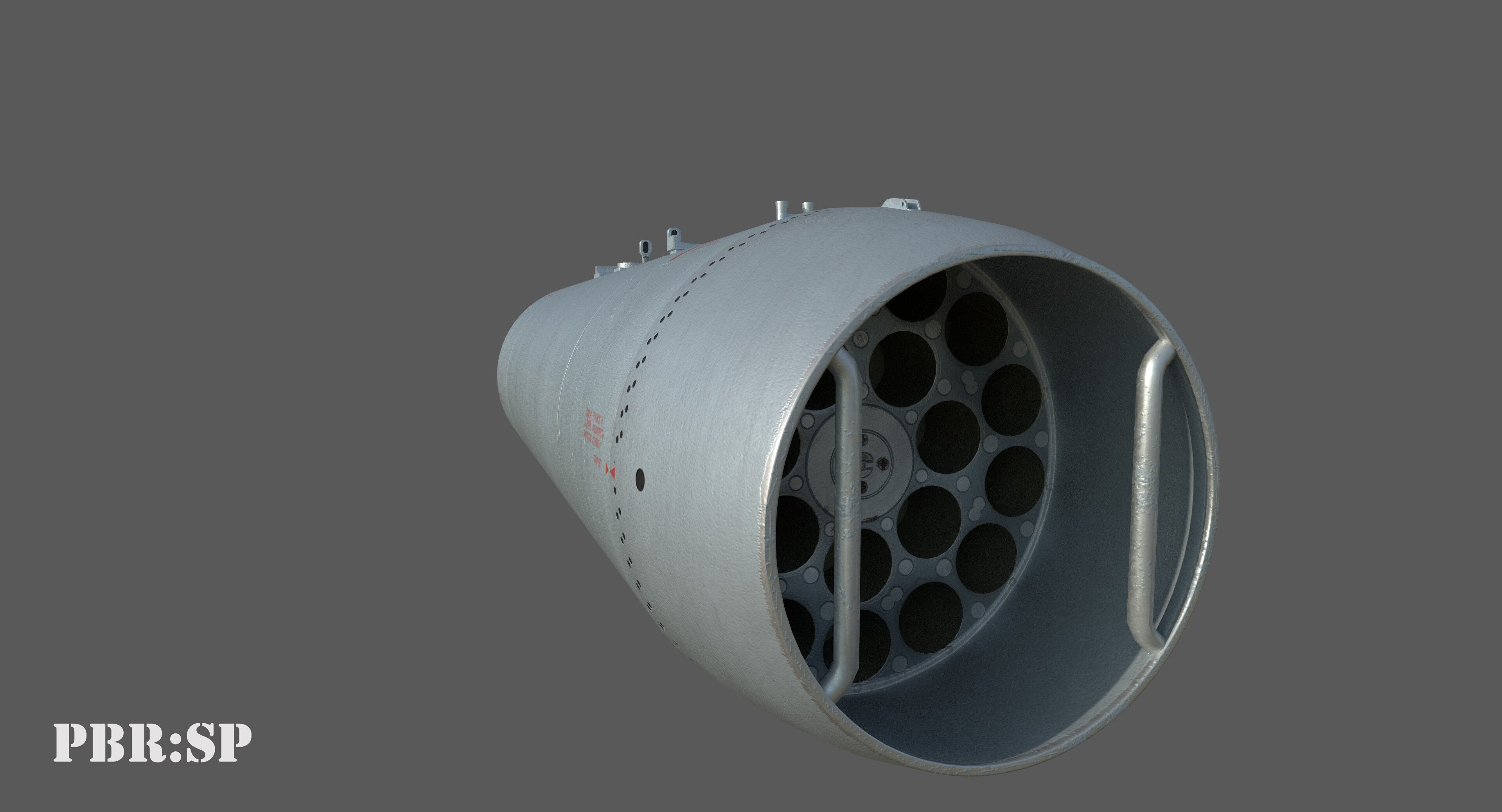 B8V1 Soviet 80mm Rocket Pod PBR Game Model Low-poly 3D model_11