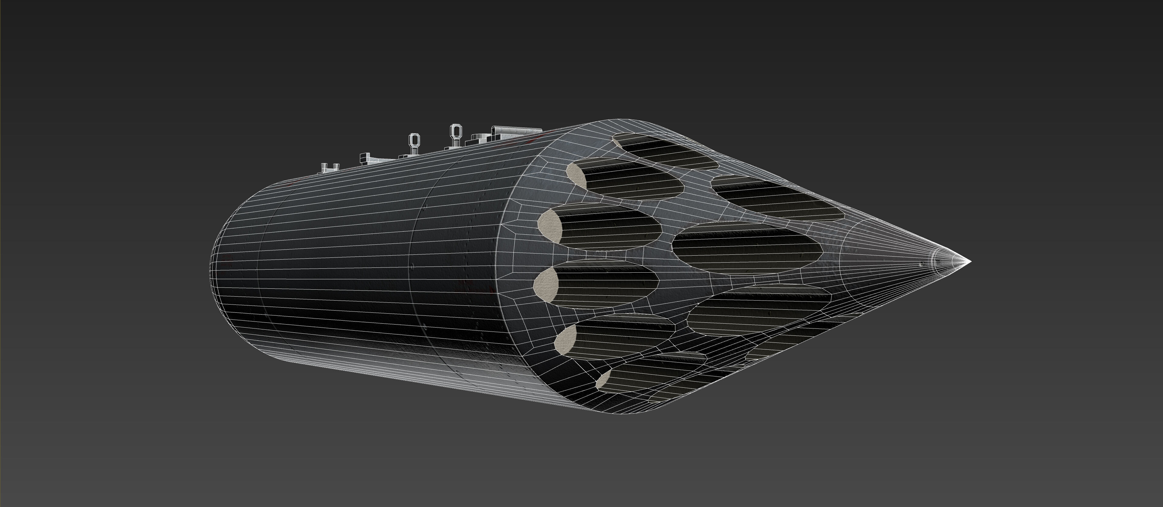 B8V1 Soviet 80mm Rocket Pod PBR Game Model Low-poly 3D model_18