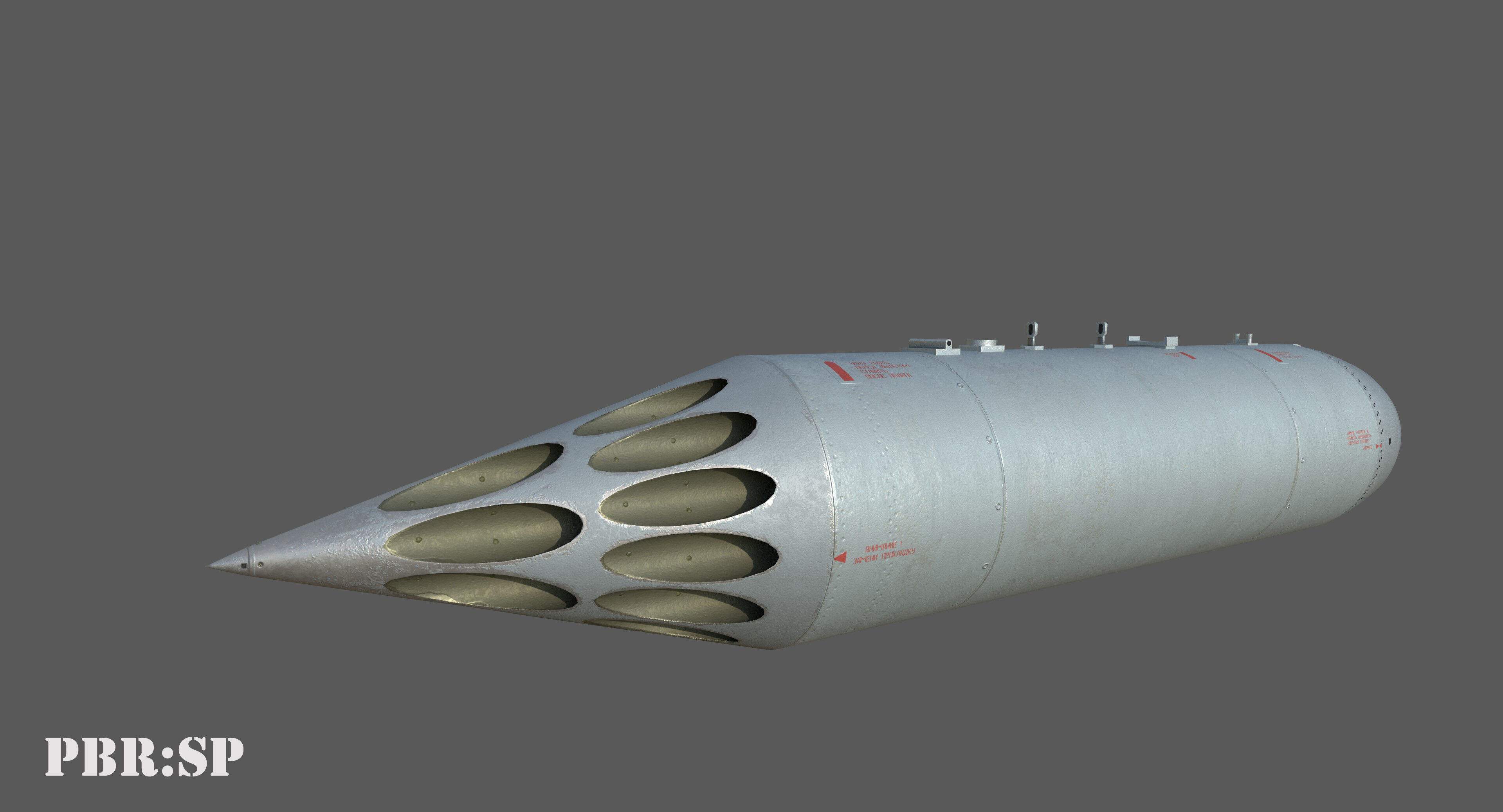 B8V1 Soviet 80mm Rocket Pod PBR Game Model Low-poly 3D model_9