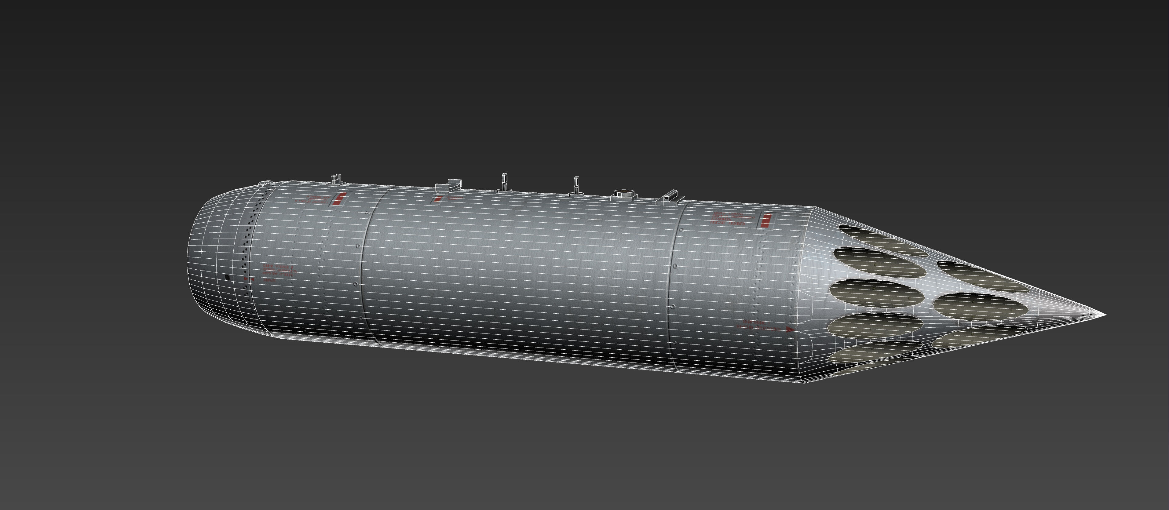 B8V1 Soviet 80mm Rocket Pod PBR Game Model Low-poly 3D model_16