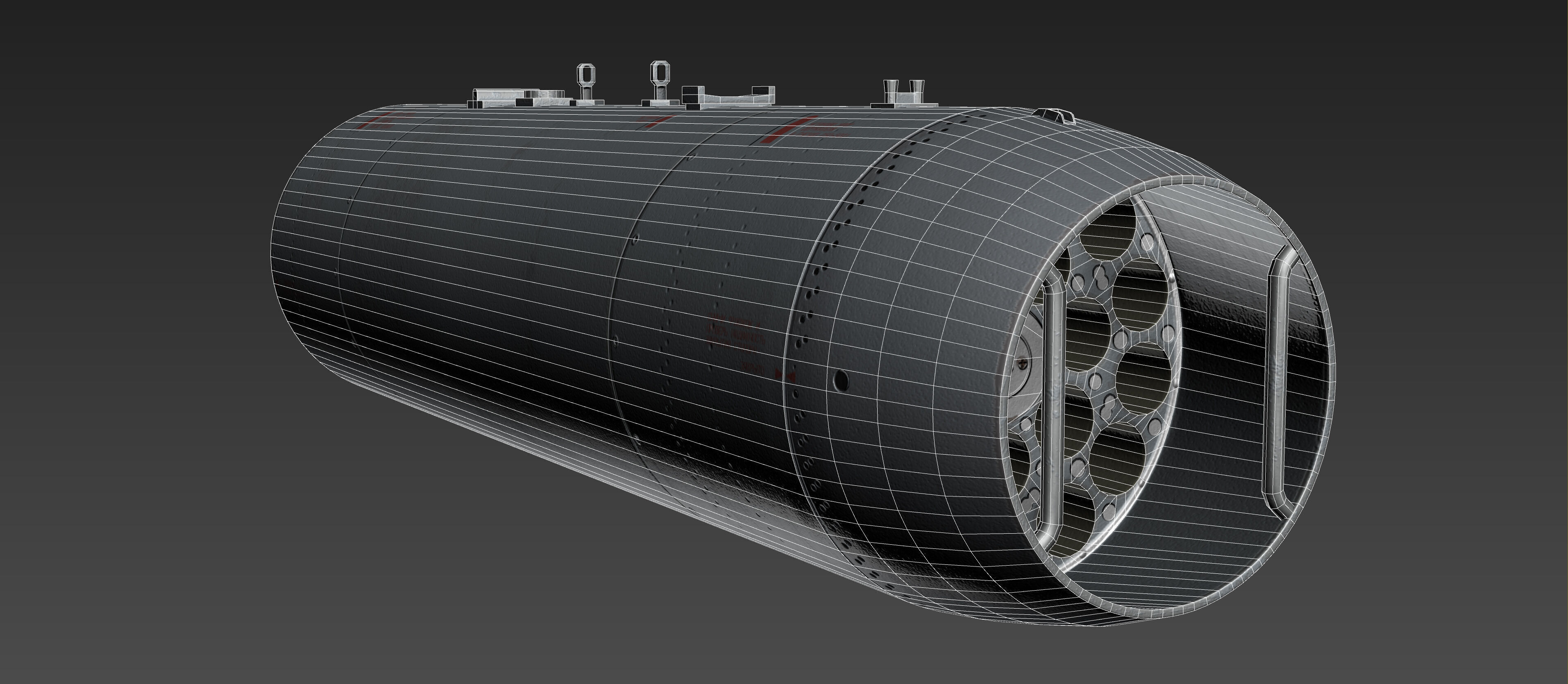 B8V1 Soviet 80mm Rocket Pod PBR Game Model Low-poly 3D model_14