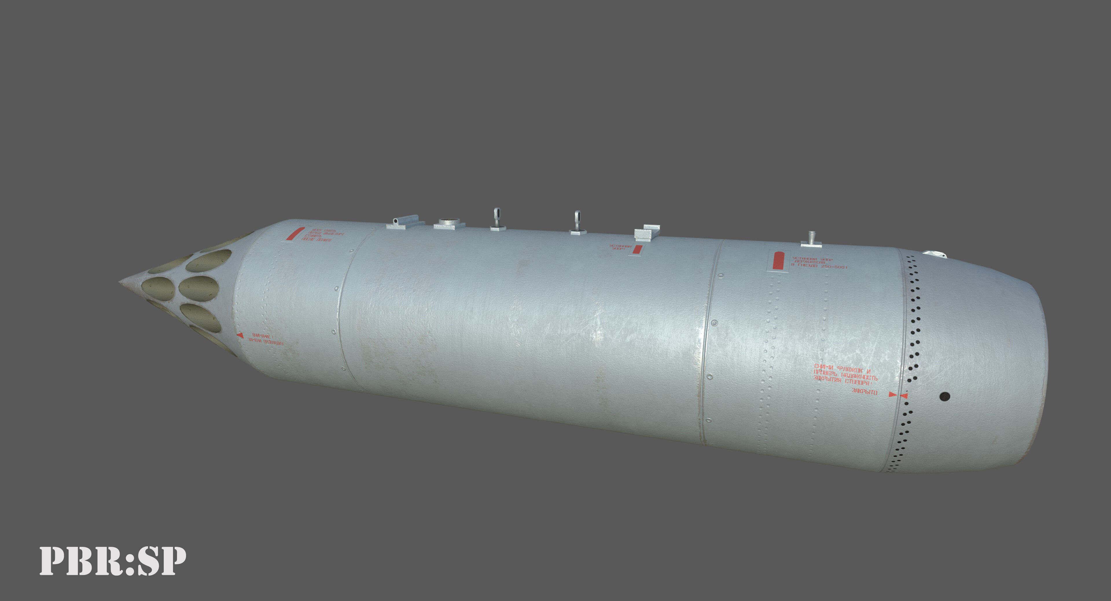 B8V1 Soviet 80mm Rocket Pod PBR Game Model Low-poly 3D model_10