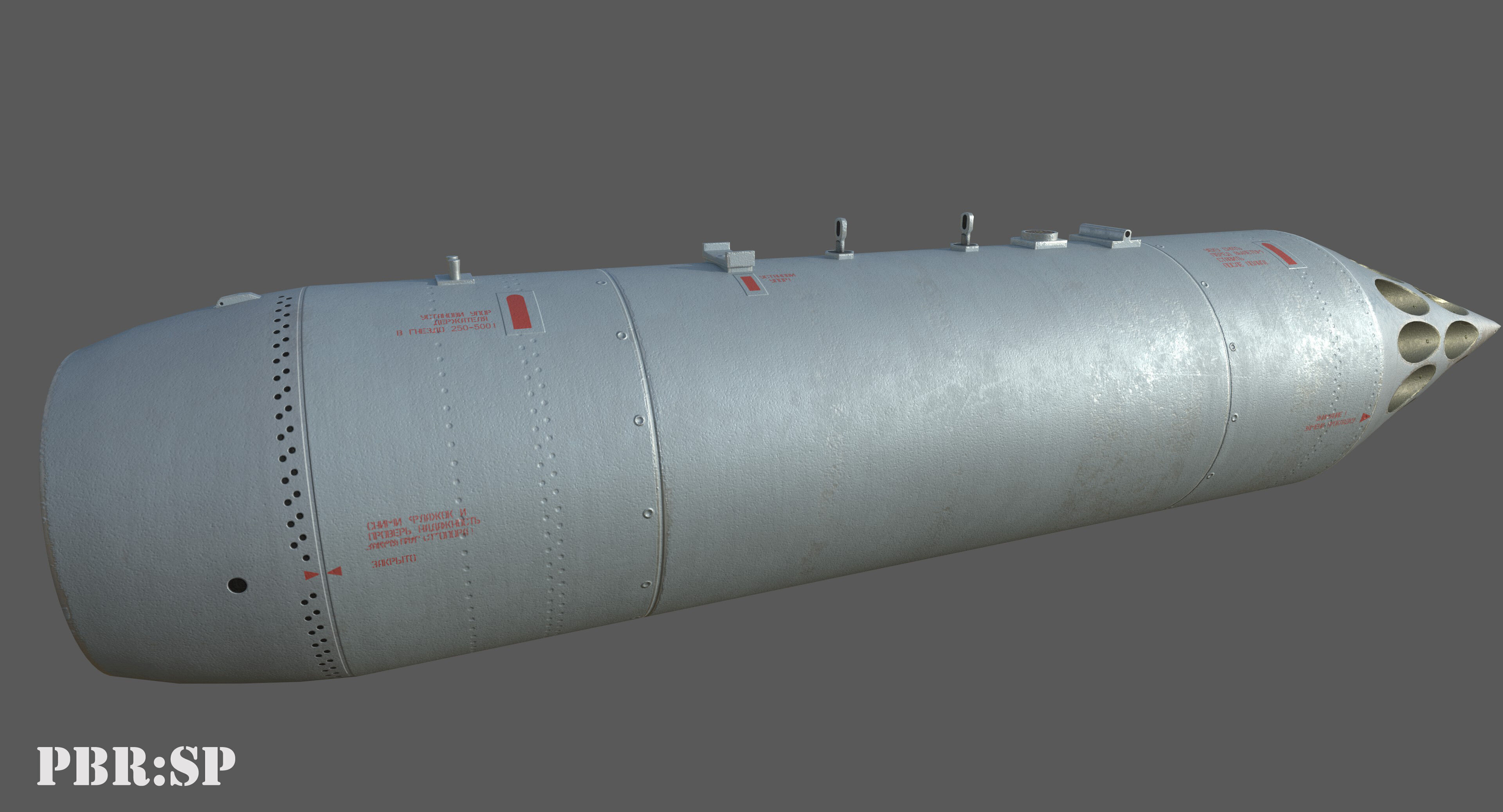 B8V1 Soviet 80mm Rocket Pod PBR Game Model Low-poly 3D model_12