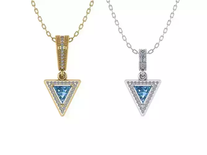 Pendant necklace with a gemstone Triangle 3D model print 3D print model