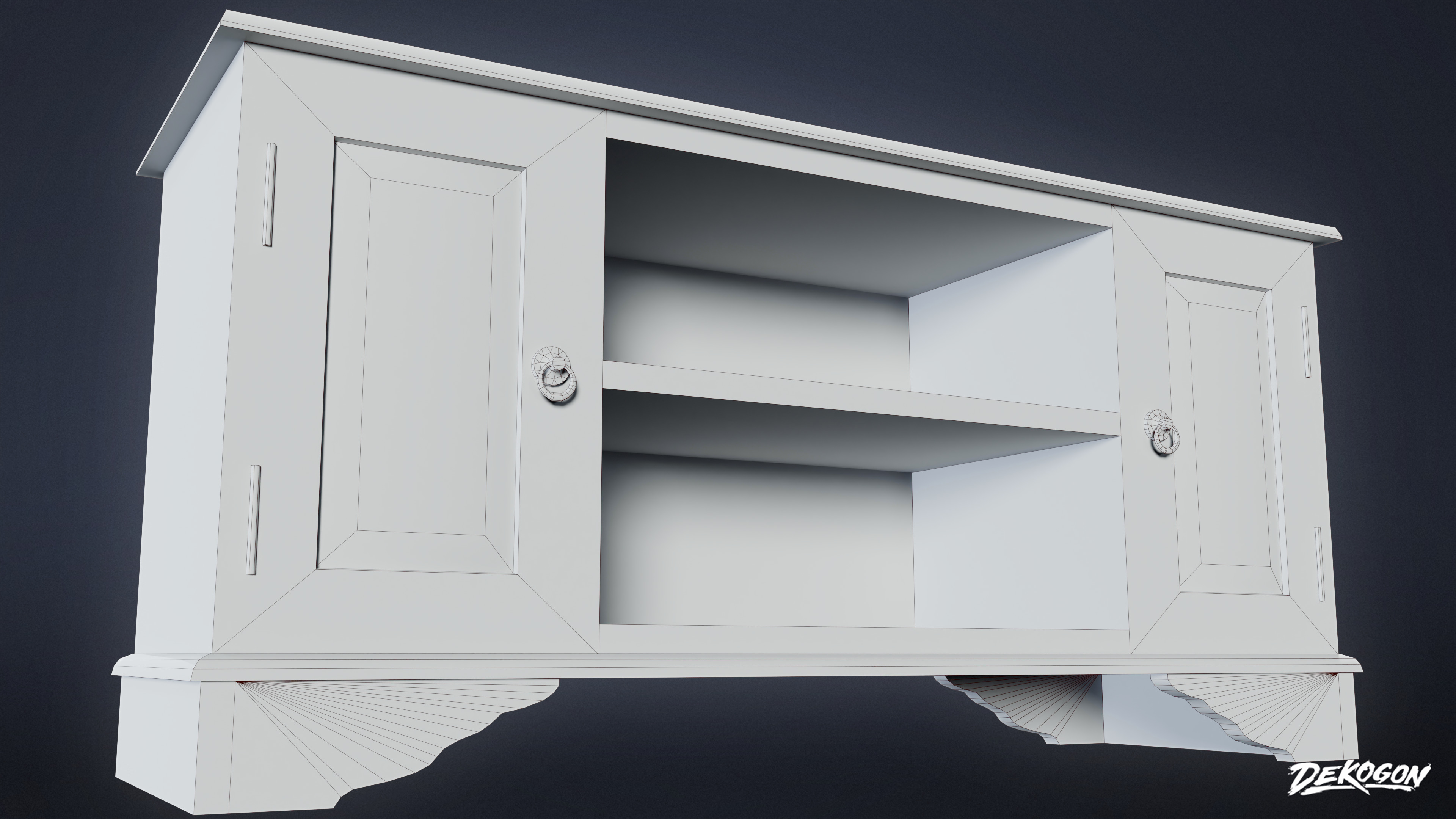 SUBURBS - TV Stand 01 - LOW POLY AND NANITE Low-poly 3D model_8