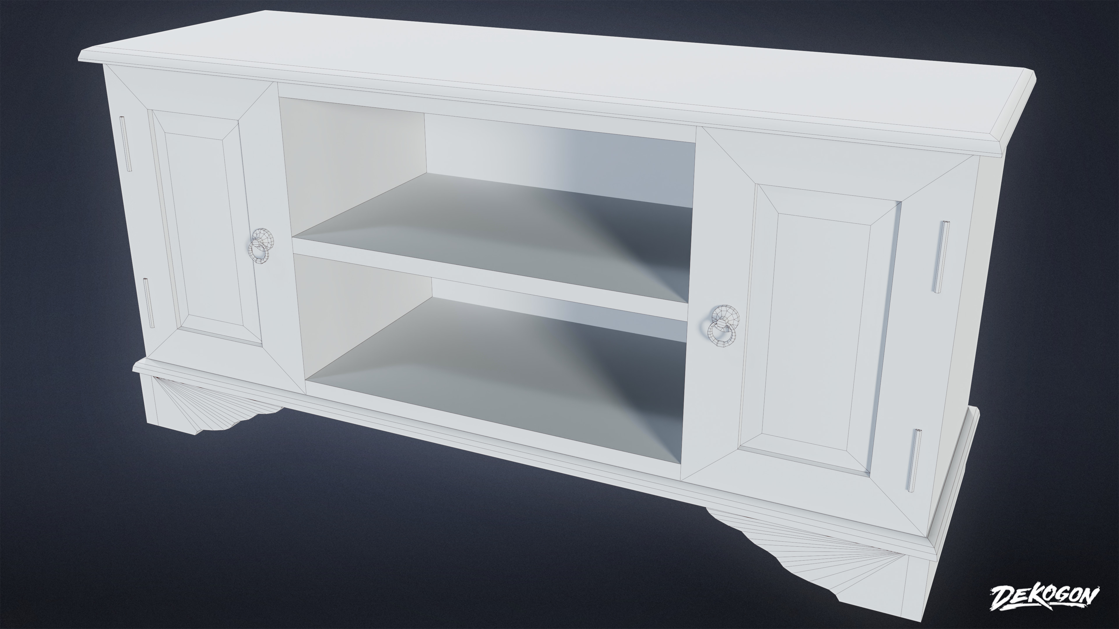 SUBURBS - TV Stand 01 - LOW POLY AND NANITE Low-poly 3D model_7