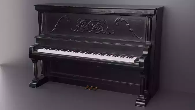 Upright Piano Low-poly 3D model