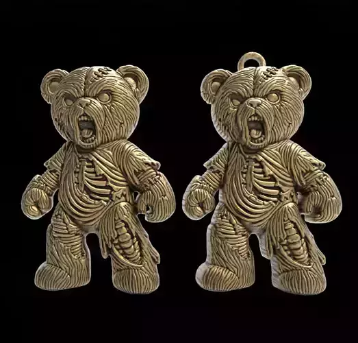Zombie Teddy Bear 3D Model  Bas-Relief for 3D Printing 