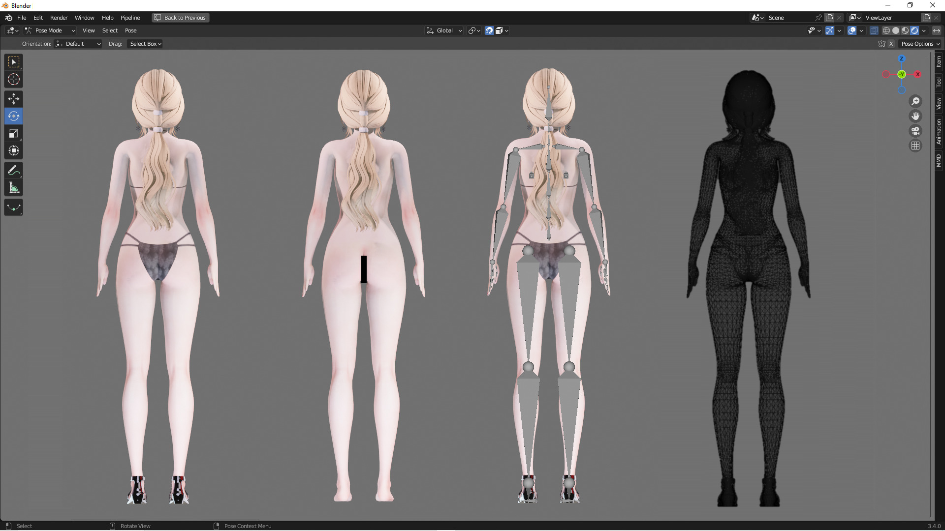 Bikini clothes 0019 - Rig -Unreal - Unity - Blender - Animated Low-poly 3D model_4