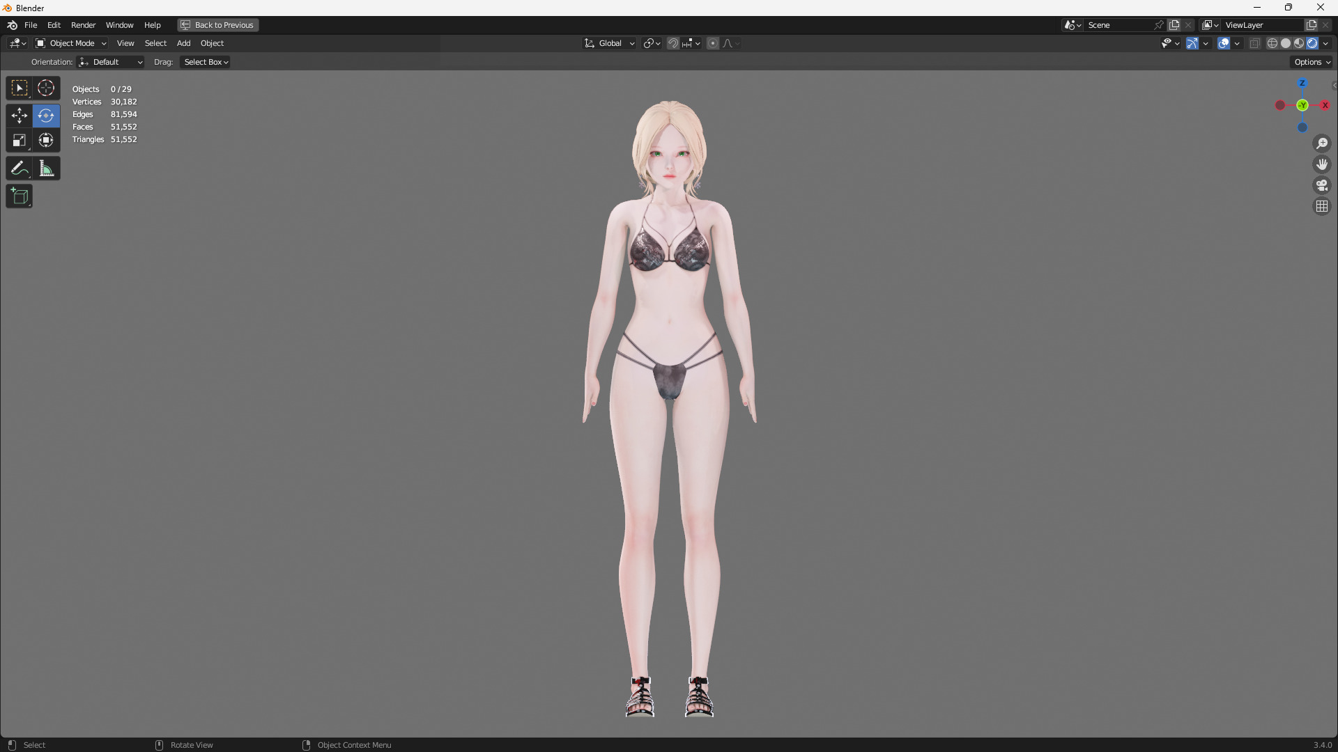 Bikini clothes 0019 - Rig -Unreal - Unity - Blender - Animated Low-poly 3D model_7
