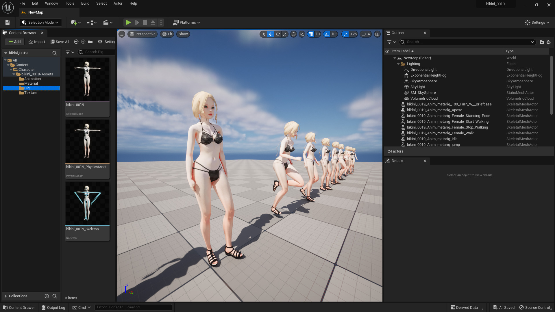 Bikini clothes 0019 - Rig -Unreal - Unity - Blender - Animated Low-poly 3D model_8