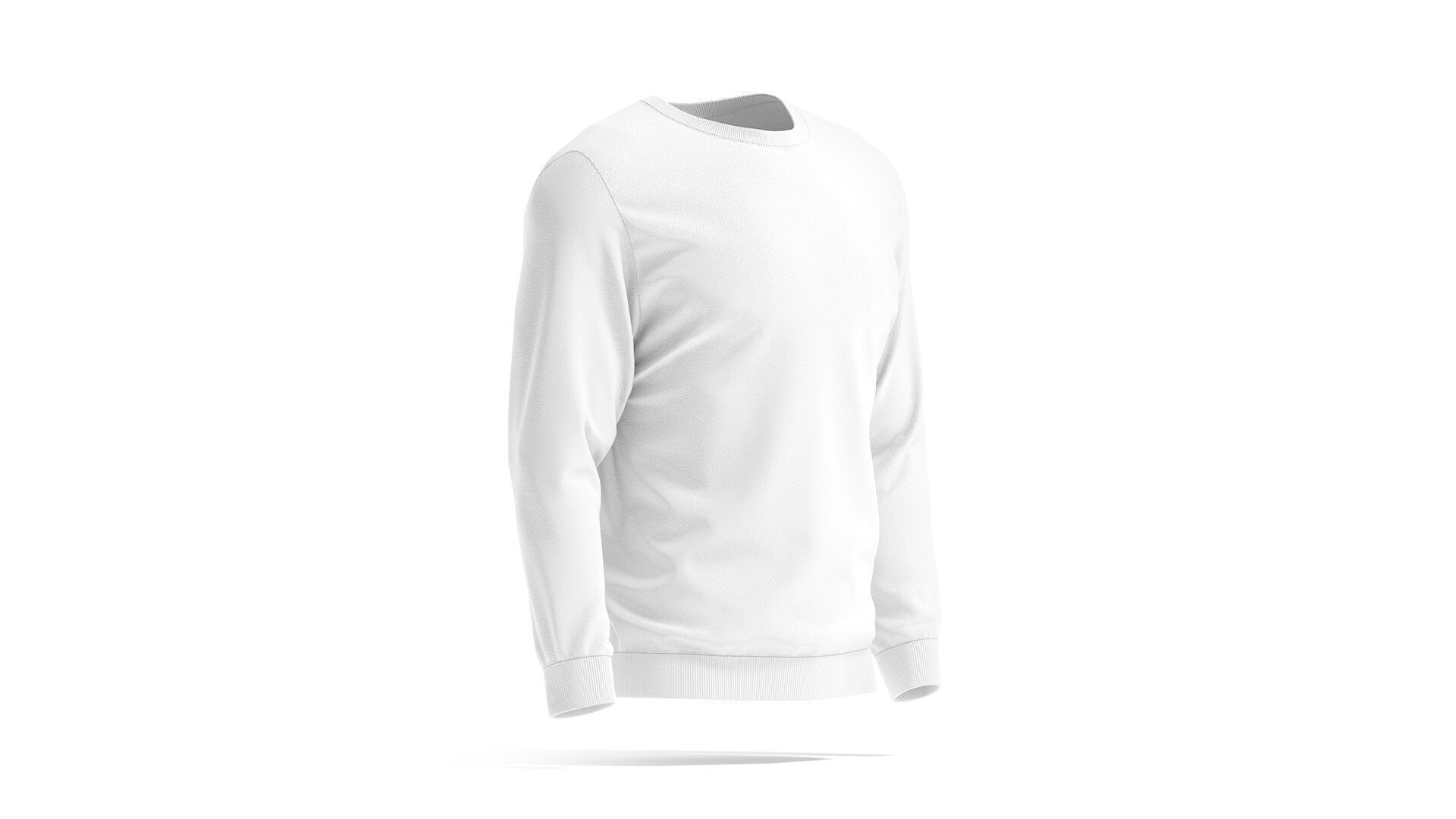 White Sweater - crewneck mens sweatshirt 3D model_3