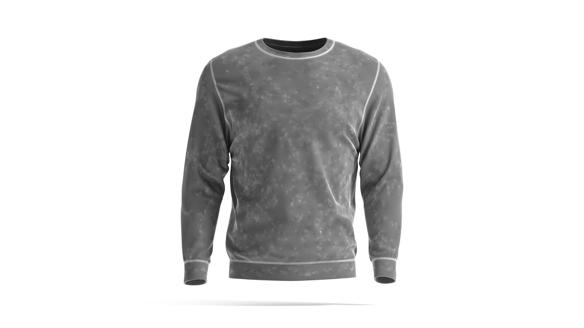 White Sweater - crewneck mens sweatshirt 3D model_8