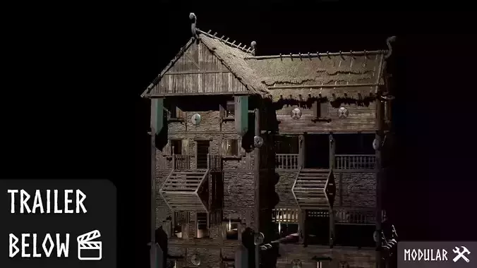 Modular Houses Low-poly 3D model