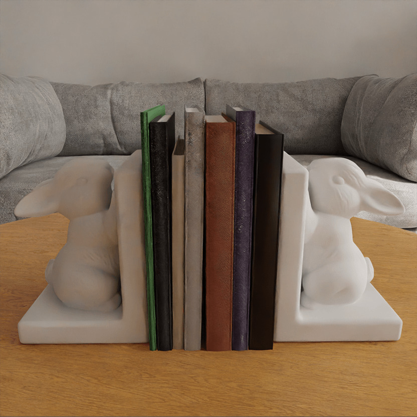 Cute Bunny Bookend 3D Model STL File for Home Desk 3D print model_2