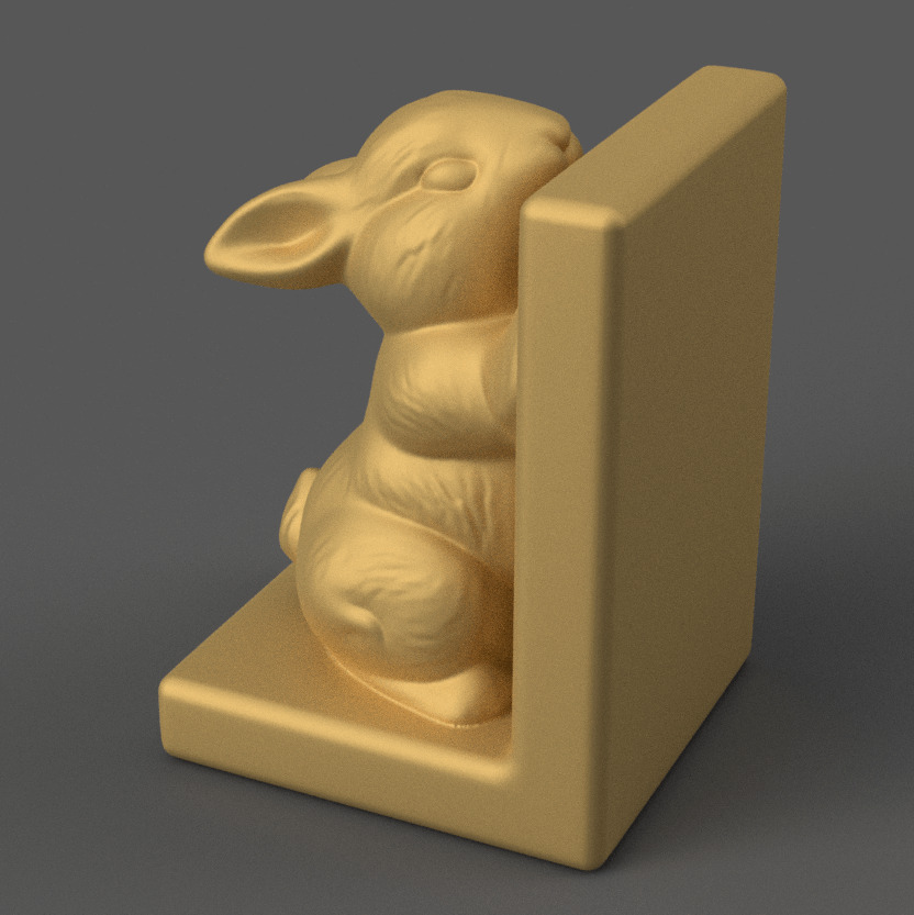 Cute Bunny Bookend 3D Model STL File for Home Desk 3D print model_1