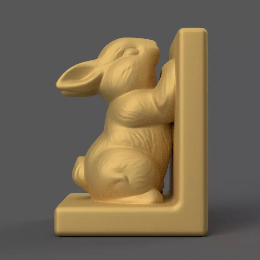 Cute Bunny Bookend 3D Model STL File for Home Desk 3D print model_0