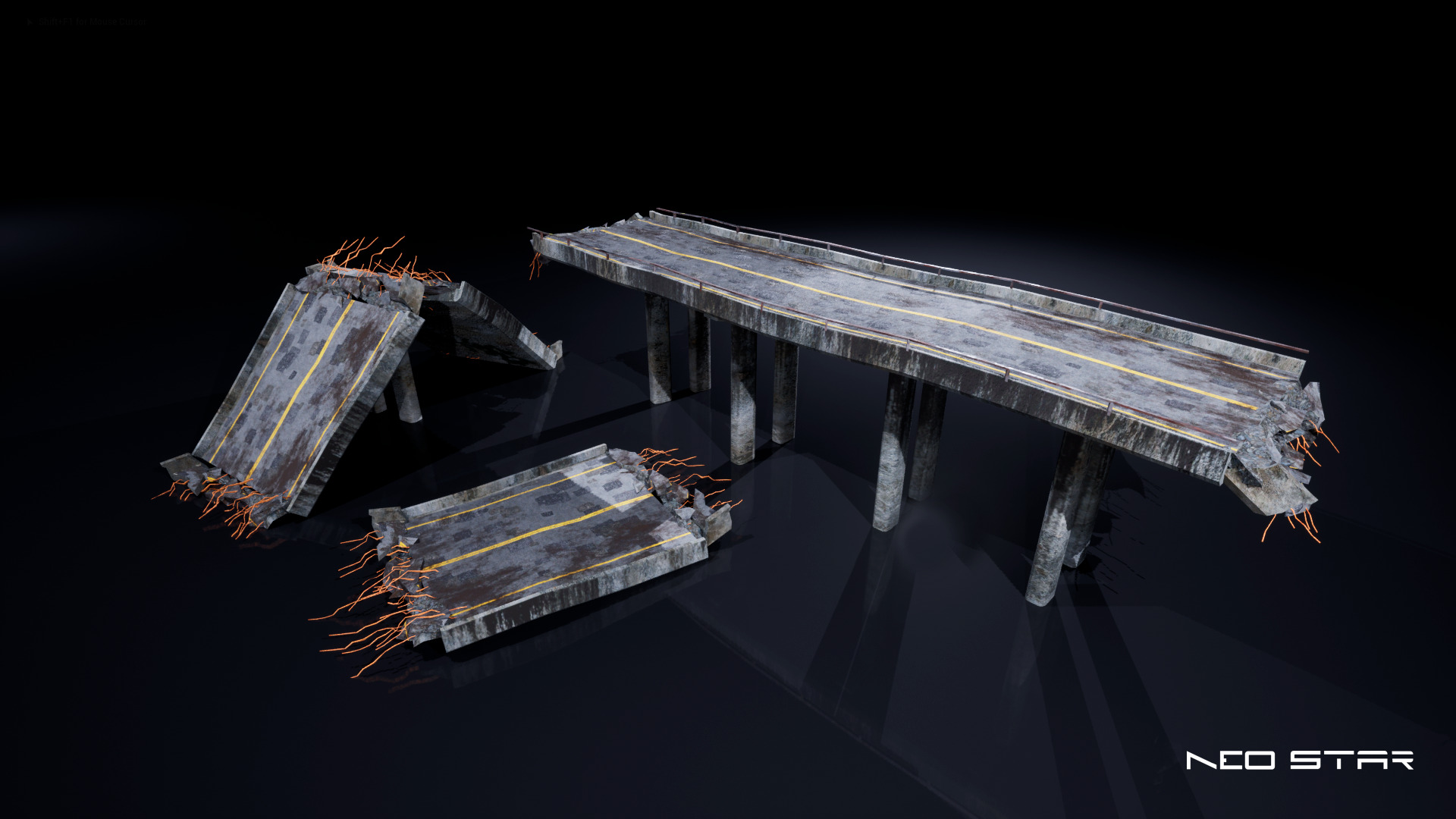 Post Apocalyptic Broken Highways Low-poly 3D model_4