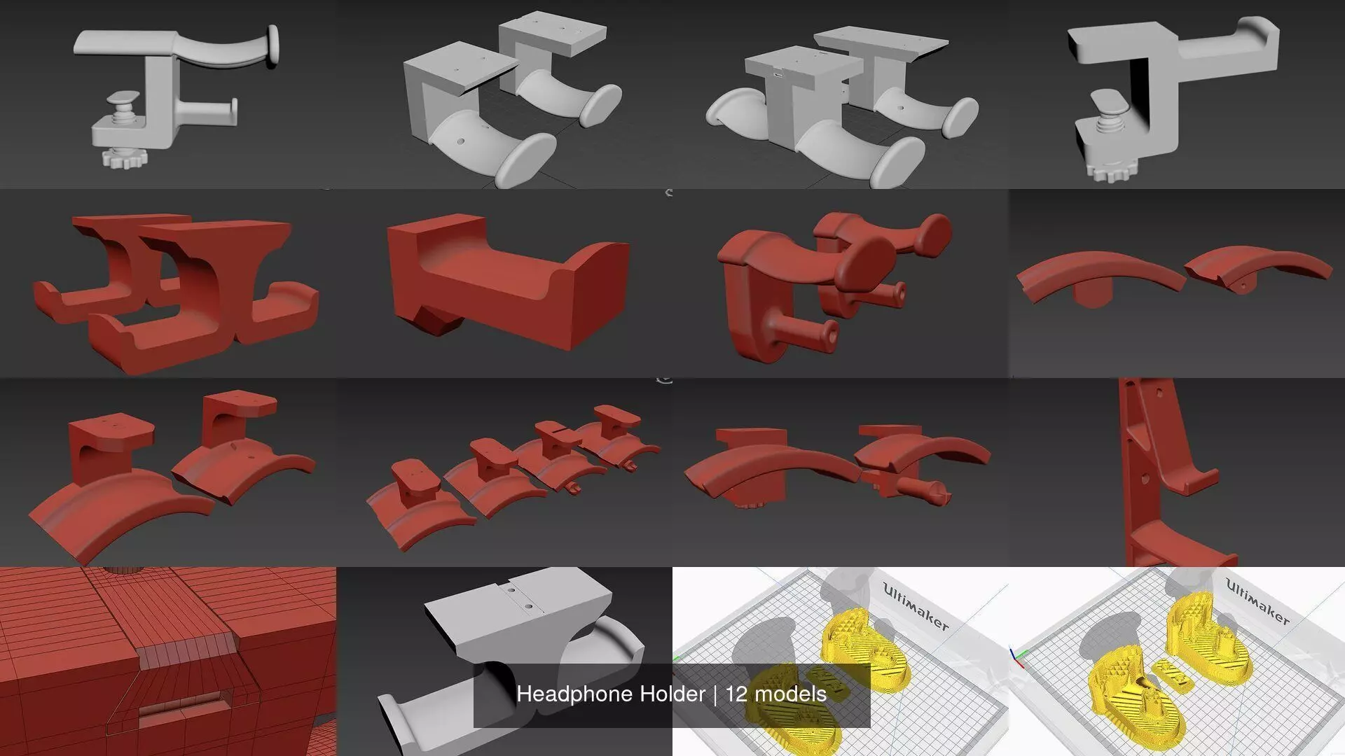 Headphone Holder 3D Model Collection_0