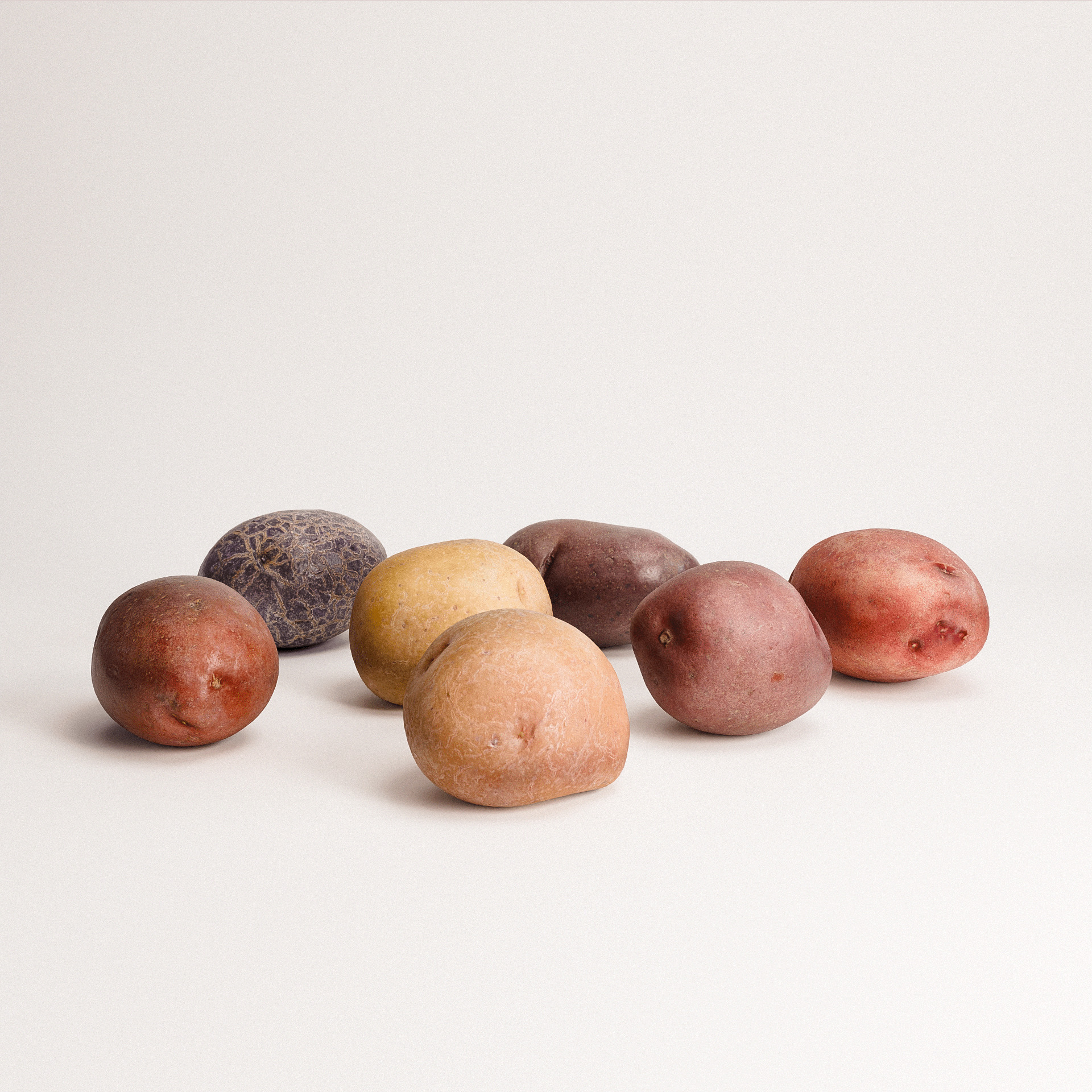 Rainbow Potatoes Set Low-poly 3D model_3