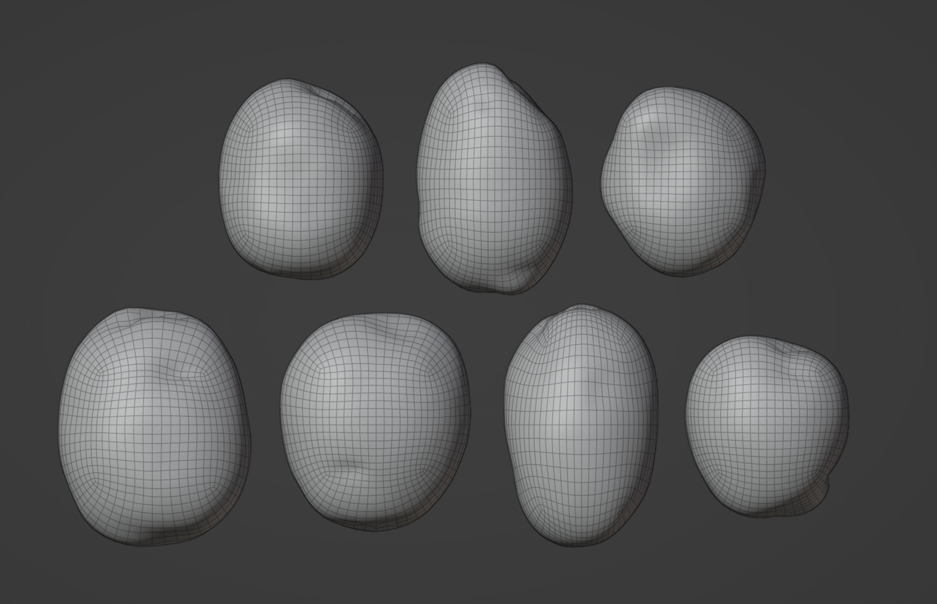 Rainbow Potatoes Set Low-poly 3D model_8