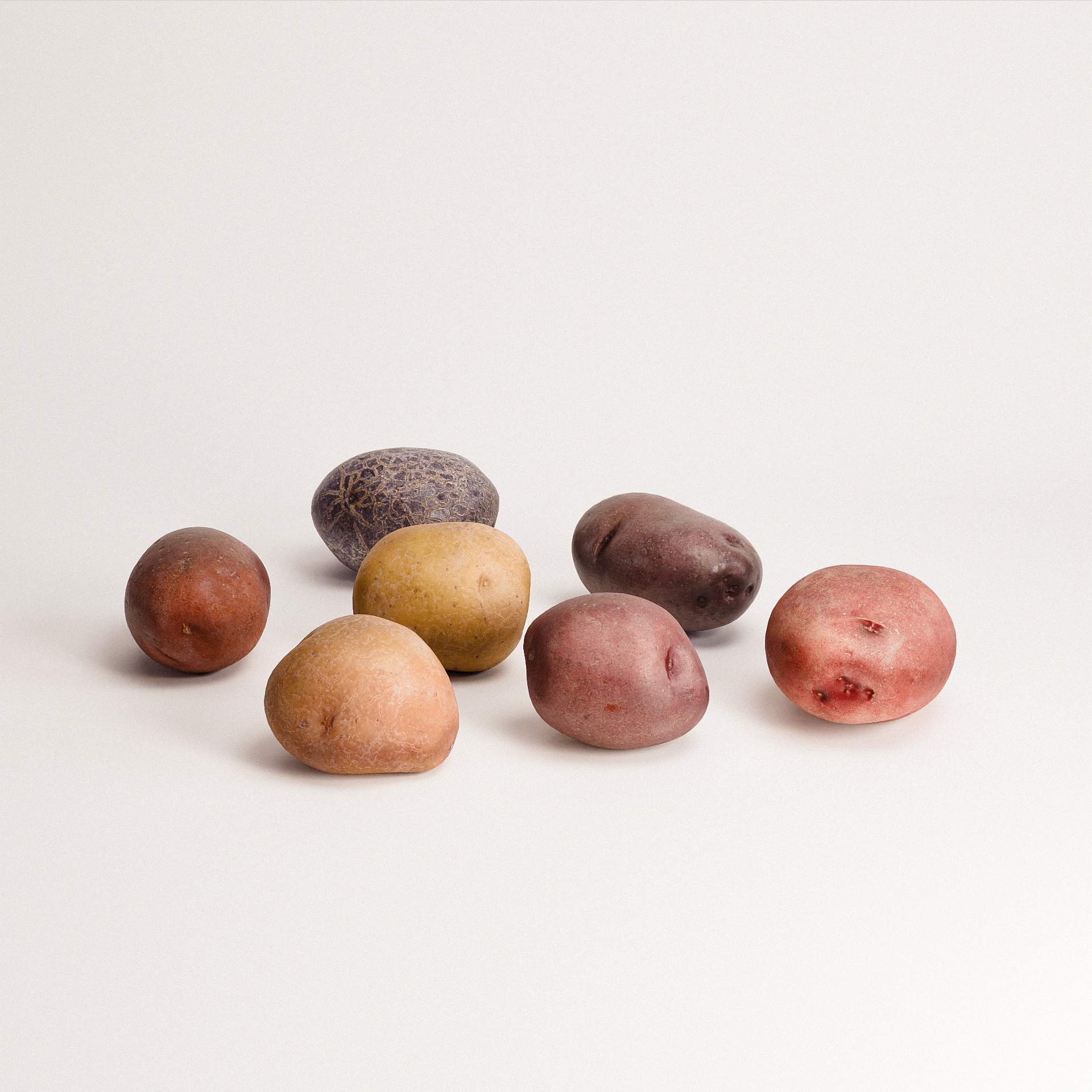 Rainbow Potatoes Set Low-poly 3D model_6