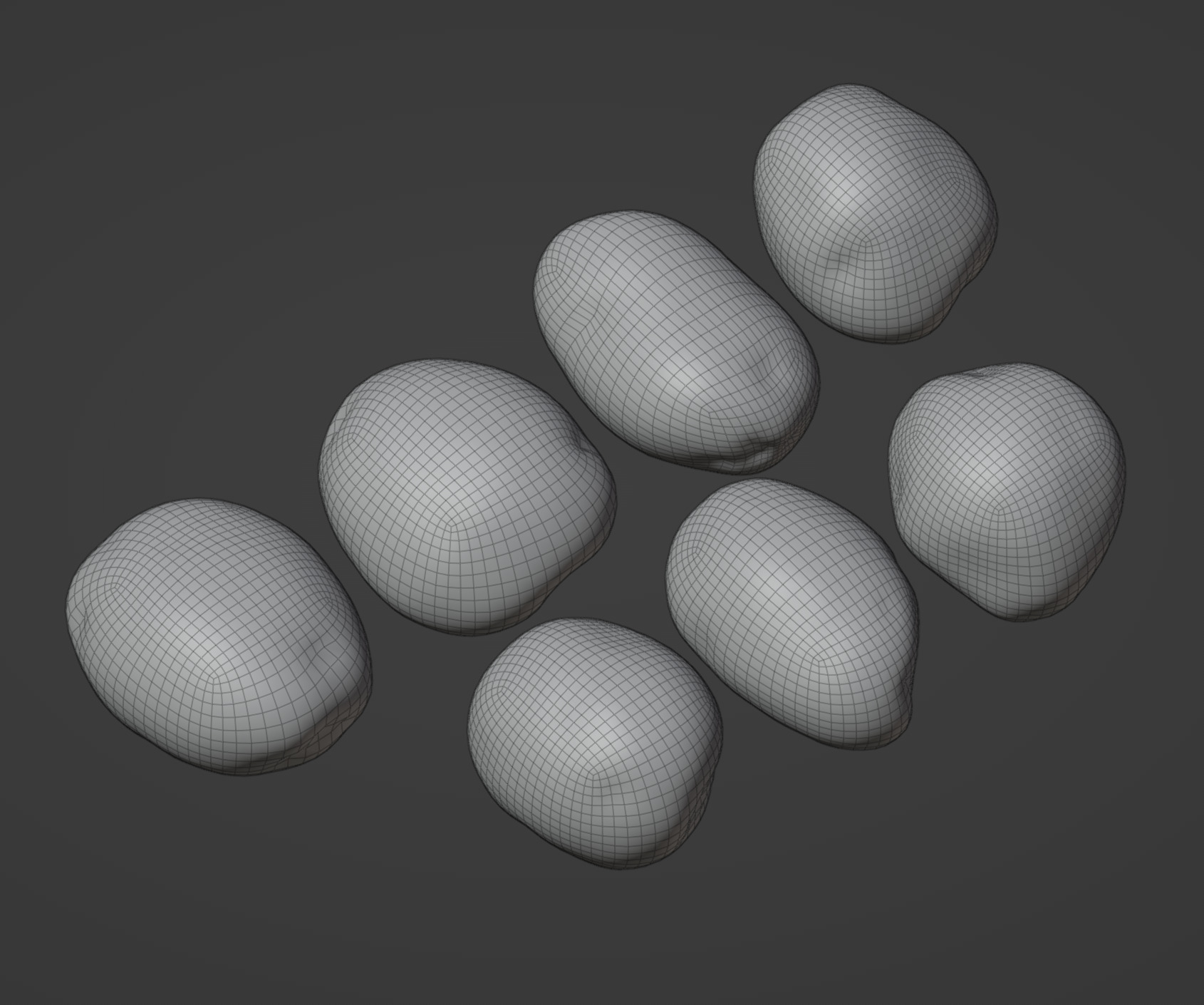 Rainbow Potatoes Set Low-poly 3D model_7