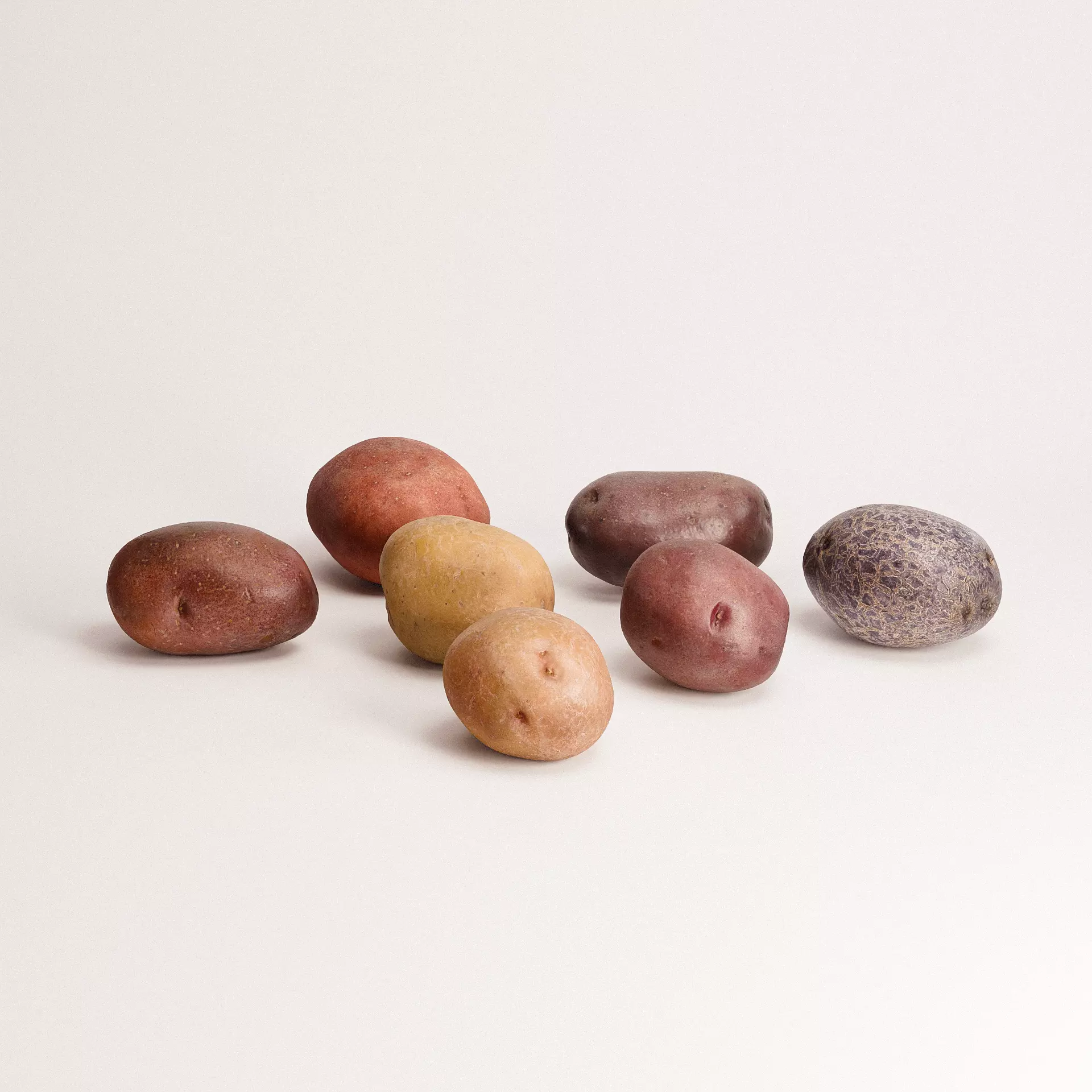 Rainbow Potatoes Set Low-poly 3D model_0