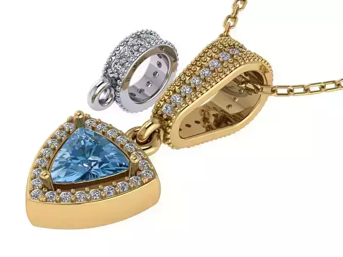Pendant necklace with a gemstone Trillion Curved 3D model print 3D print model