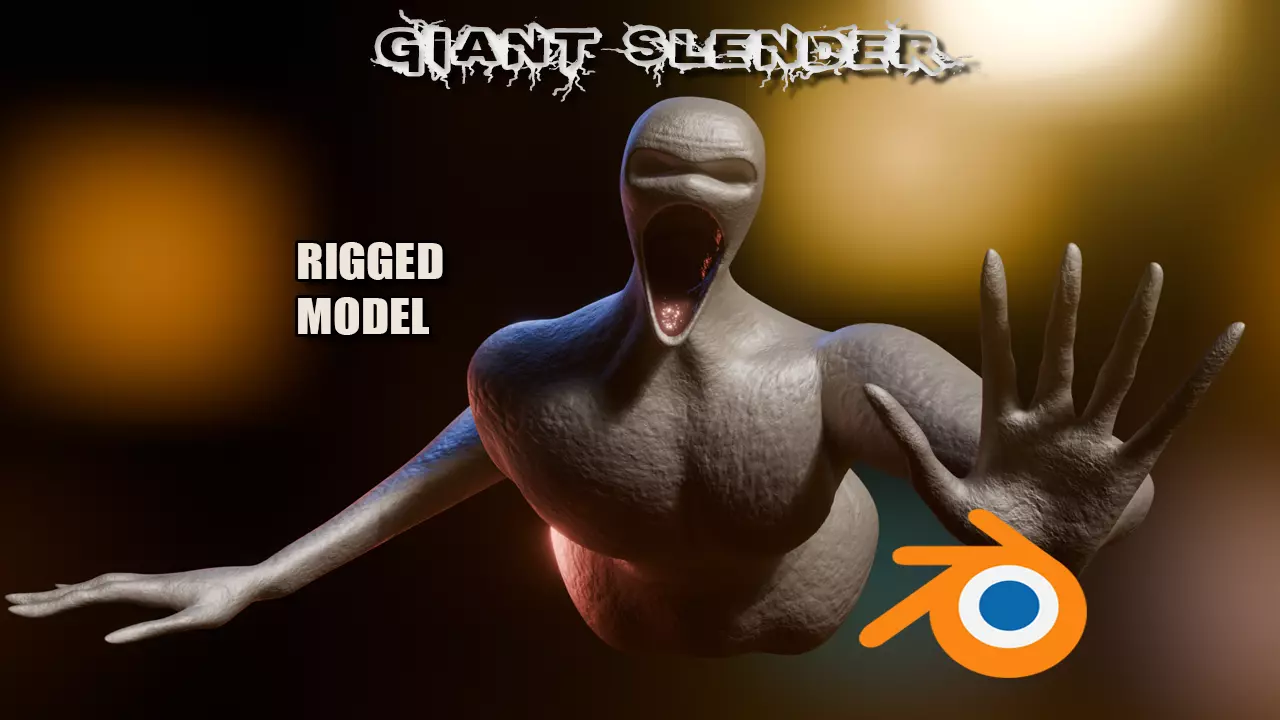 Giant Slender Entity Low-poly 3D model_0