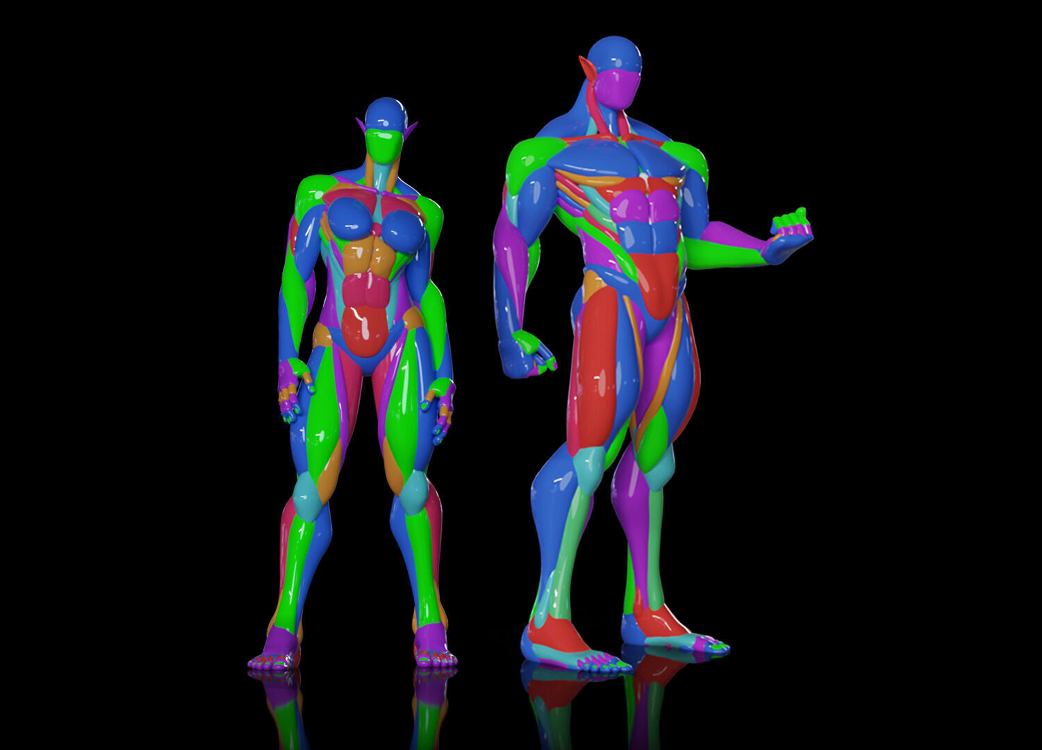 Female and Male Block Model 3D model_5