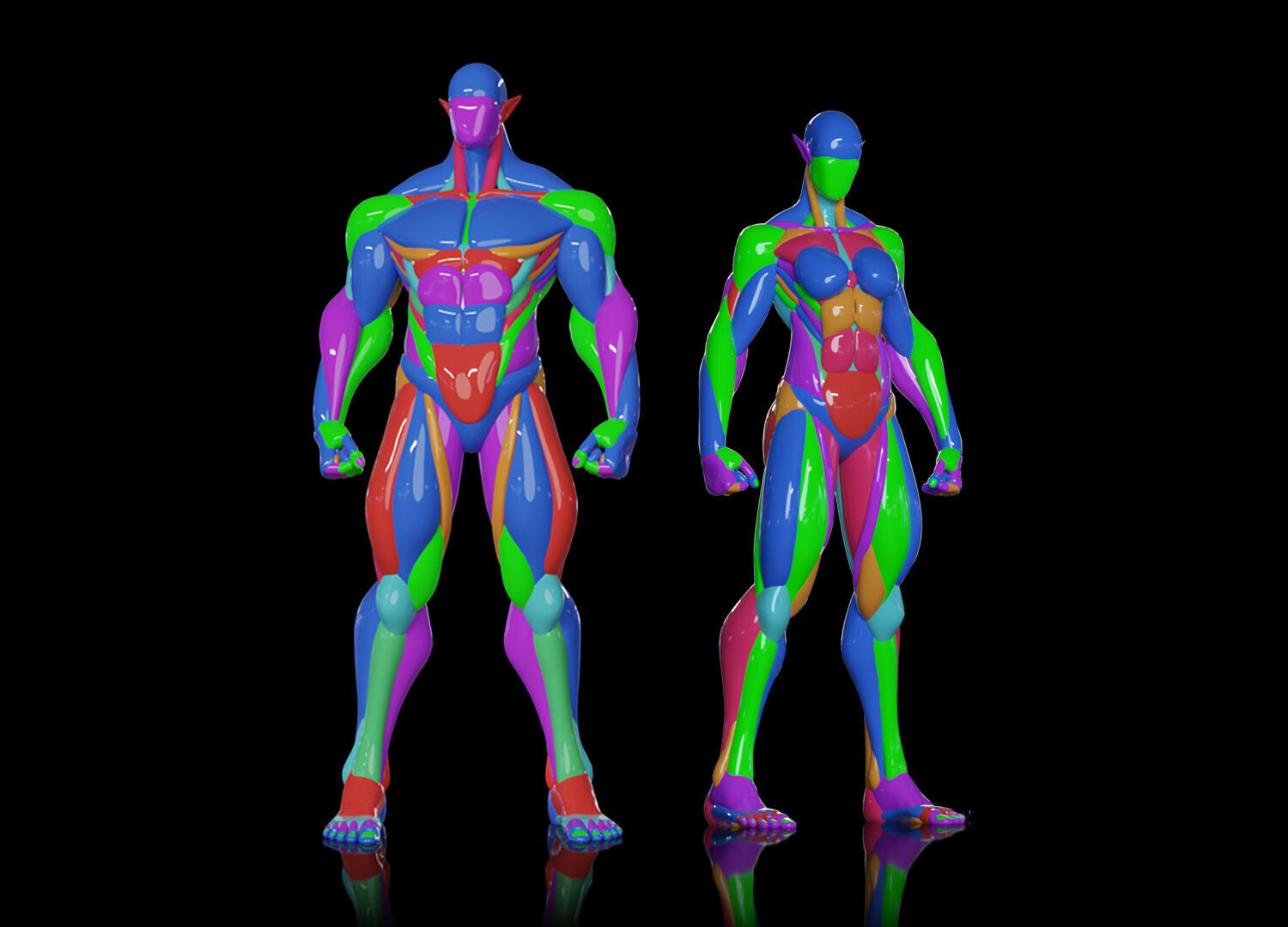 Female and Male Block Model 3D model_4