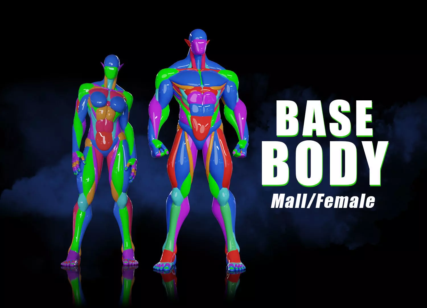 Female and Male Block Model 3D model_0