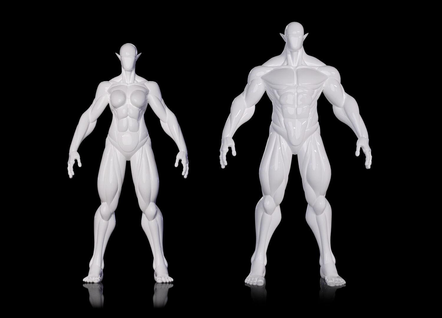 Female and Male Block Model 3D model_3