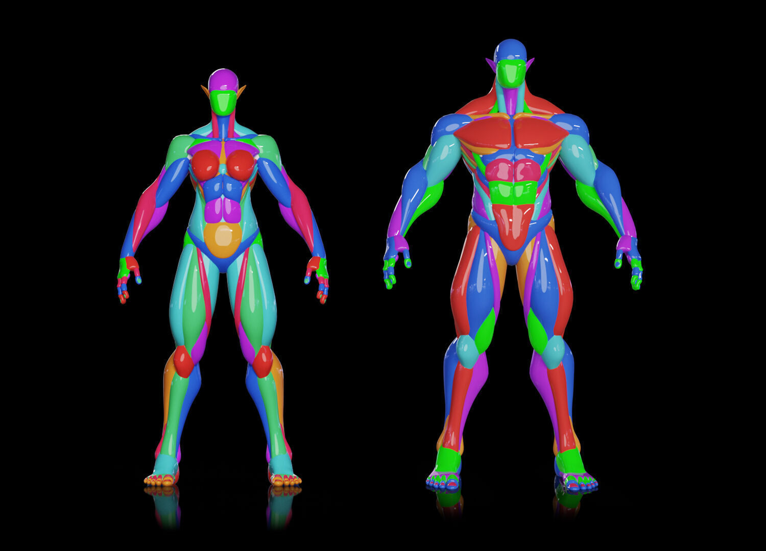 Female and Male Block Model 3D model_2