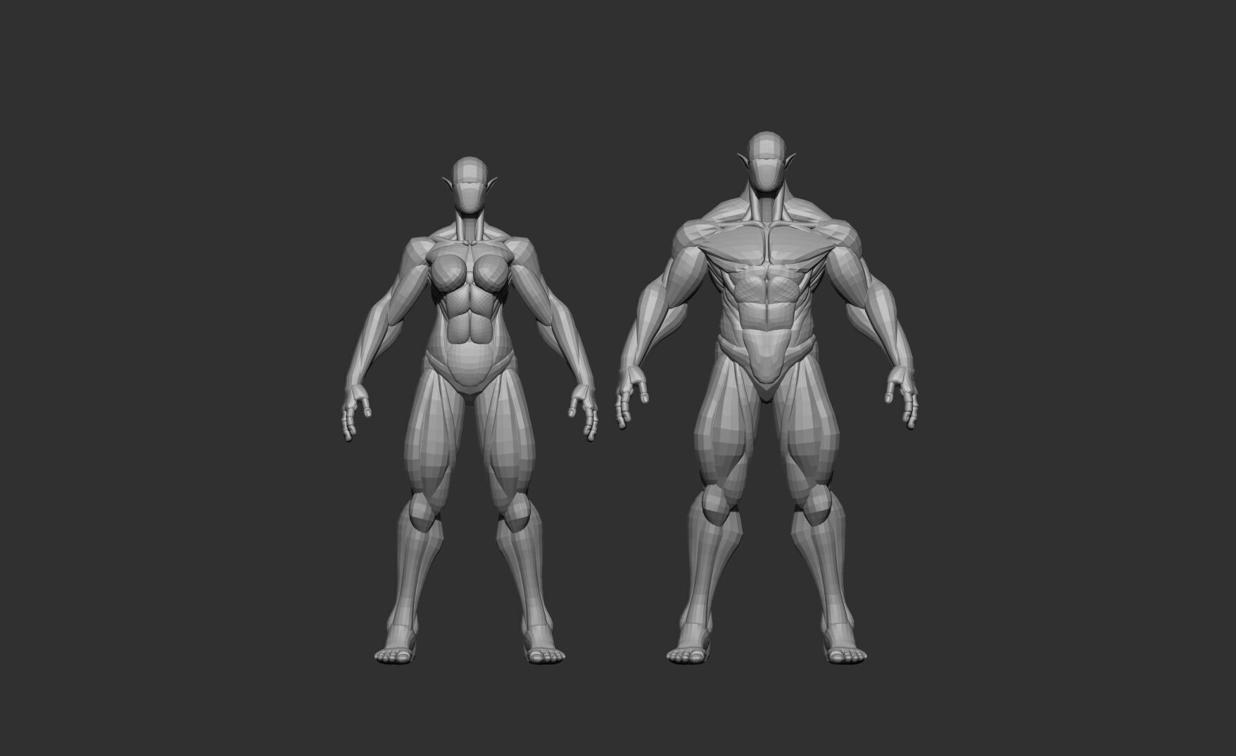 Female and Male Block Model 3D model_6