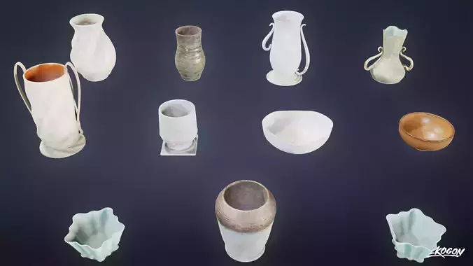 SUBURBS - Vase Set 01 - LOW POLY AND NANITE