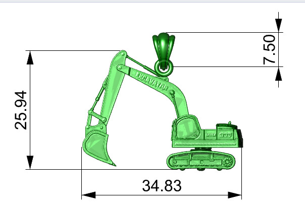 JCB Excavator Pendant 3D print model_35