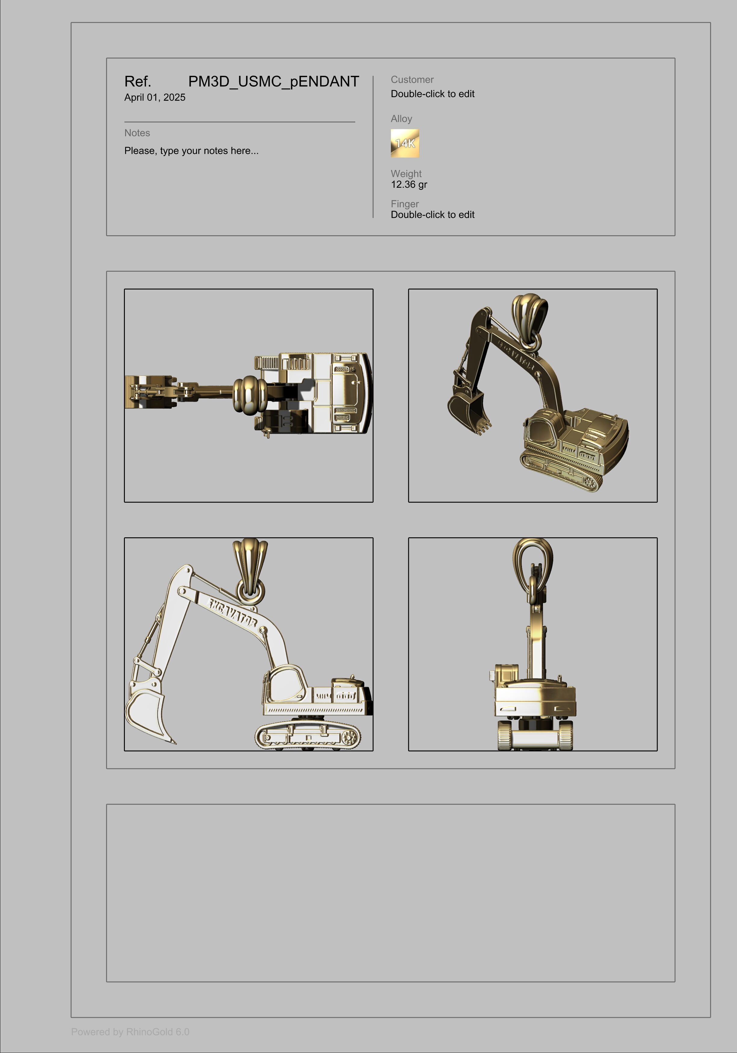 JCB Excavator Pendant 3D print model_34