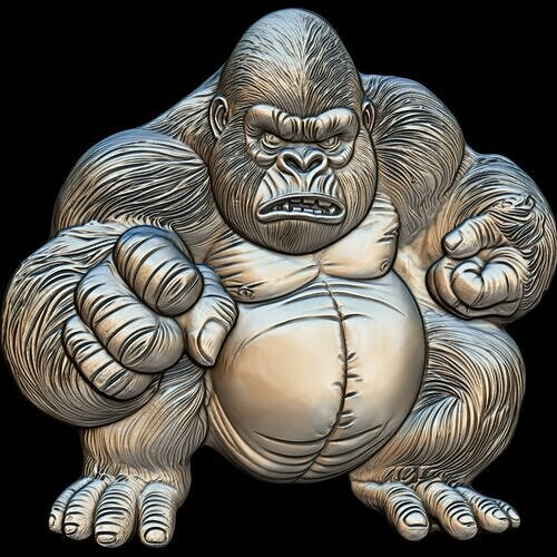 The Boss Gorilla Relief No2 STL file for 3d printing or CNC 3D print model