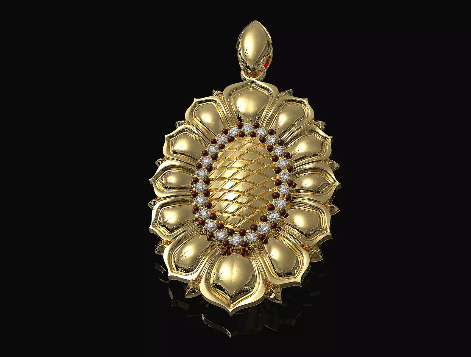Oval rose pendant 3D print model