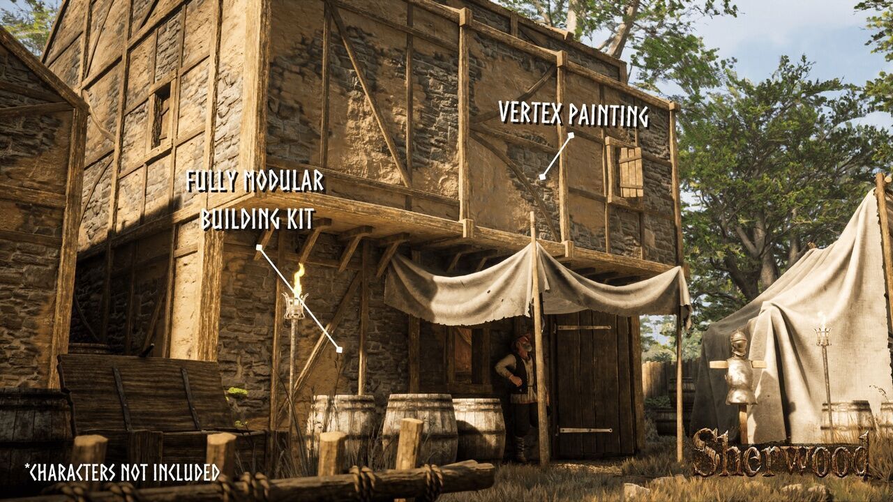 Modular Medieval Town Low-poly 3D model_6