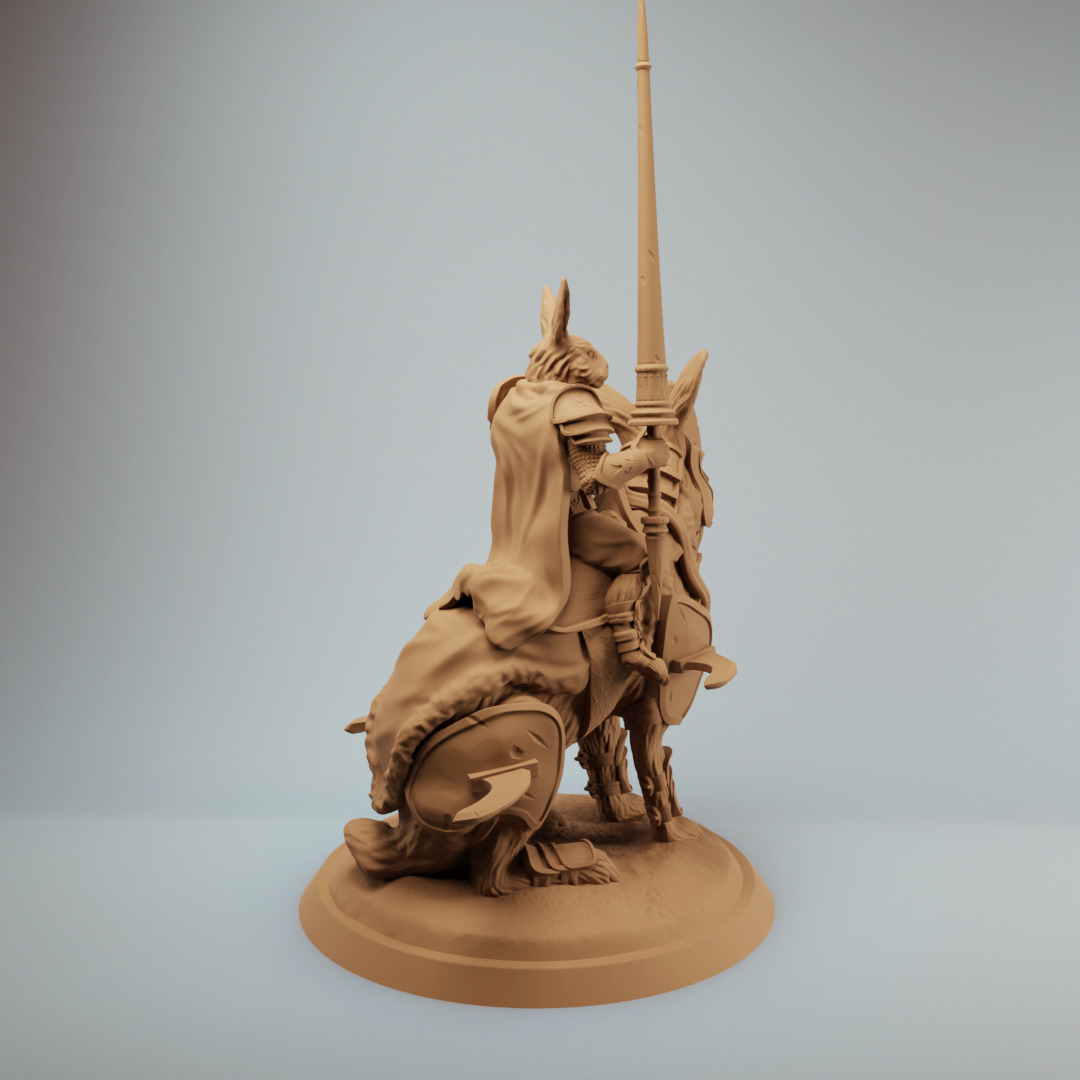 Harengon Rabbit Folk Knight riding a Giant Battle Rabbit 3D print model_2