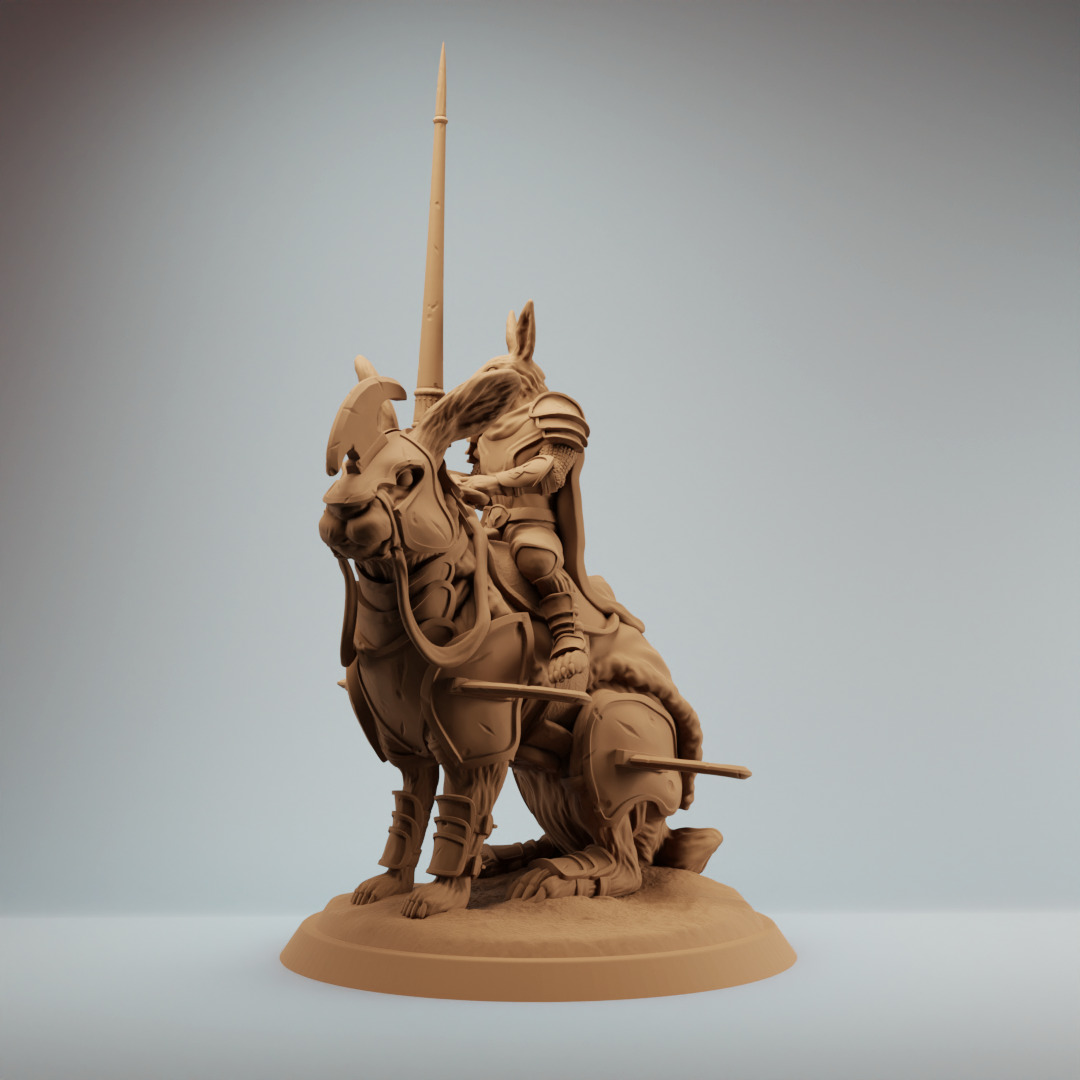 Harengon Rabbit Folk Knight riding a Giant Battle Rabbit 3D print model_1