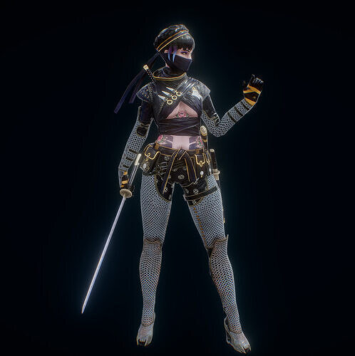 Kunoichi Samurai Low-poly 3D model
