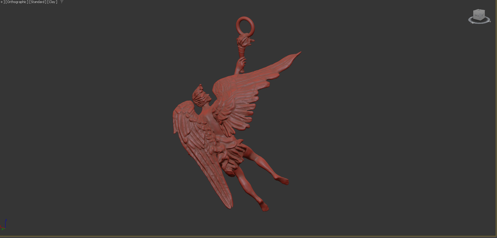 Angel holding torch gold pendant jewelry 3D print model_9