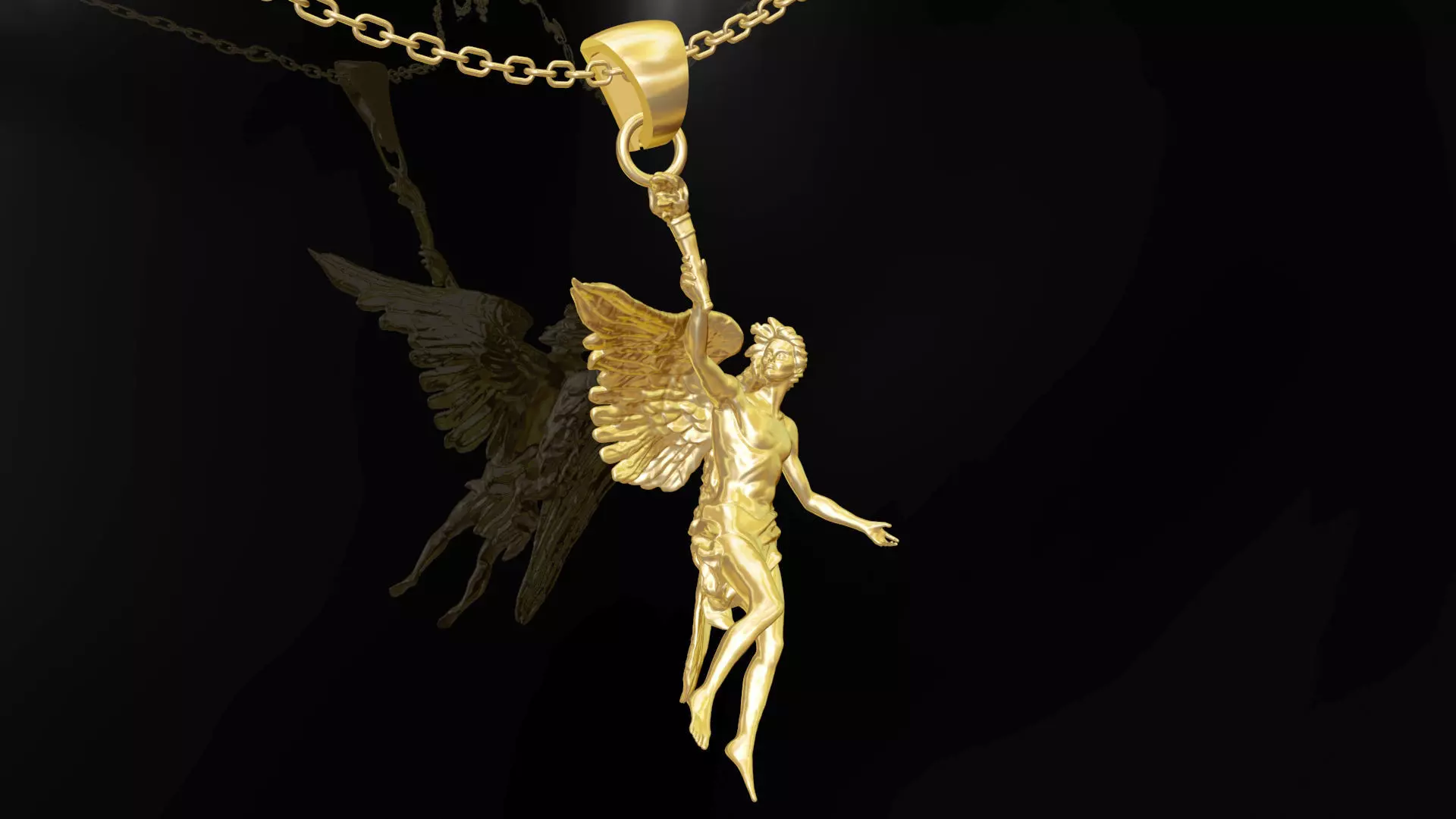 Angel holding torch gold pendant jewelry 3D print model_0