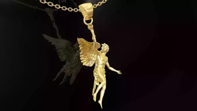 Angel holding torch gold pendant jewelry 3D print model Angel holding torch gold pendant jewelry 3D print model