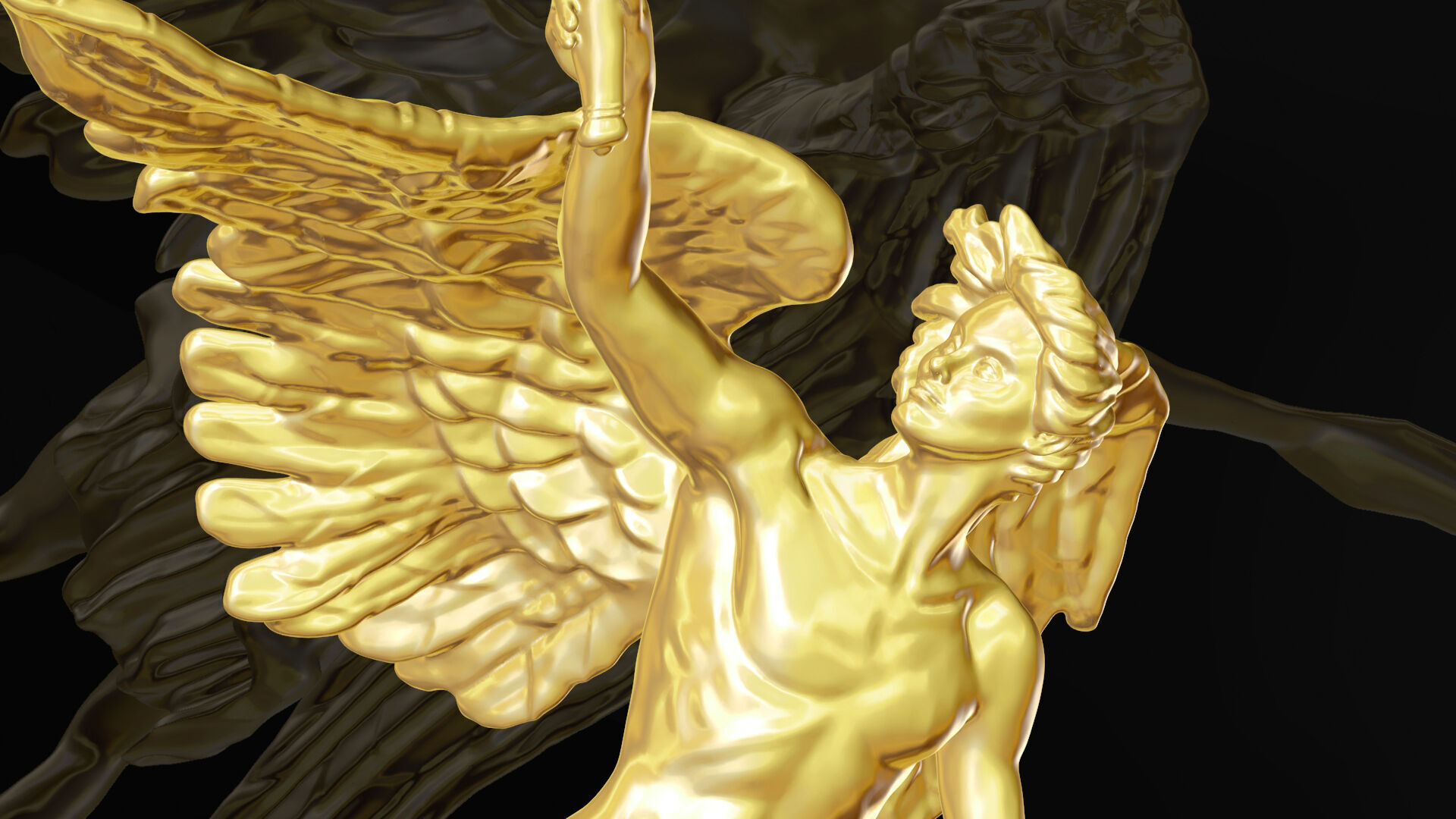 Angel holding torch gold pendant jewelry 3D print model_1