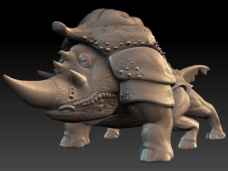 Mastrodom armored rhinoceros Low-poly 3D model_1